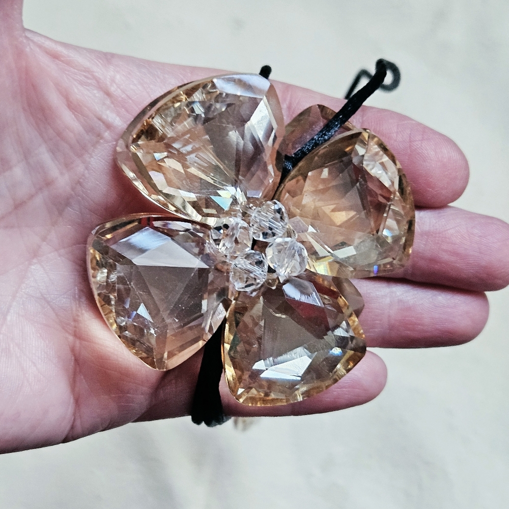 Champagne Crystal Glass Double-Sided Flower Suncatcher Hagging Ornament